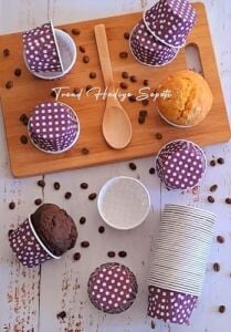 Trend Hediye Sepeti 50'li Mor Puantiyeli Muffin Kek Kalıbı, Kek Kapsülü Cupcake Kalıbı, Airfryer Uyumlu