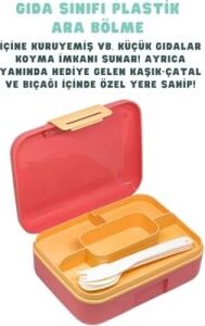 Bento 1600ML Lunchbox Sevimli Kedi Desenli Tek Katlı 2 Bölmeli Pp Plastik Sefer Tası Yemek Kutusu