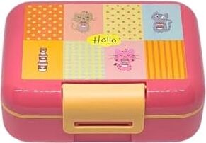 Bento 1600ML Lunchbox Sevimli Kedi Desenli Tek Katlı 2 Bölmeli Pp Plastik Sefer Tası Yemek Kutusu