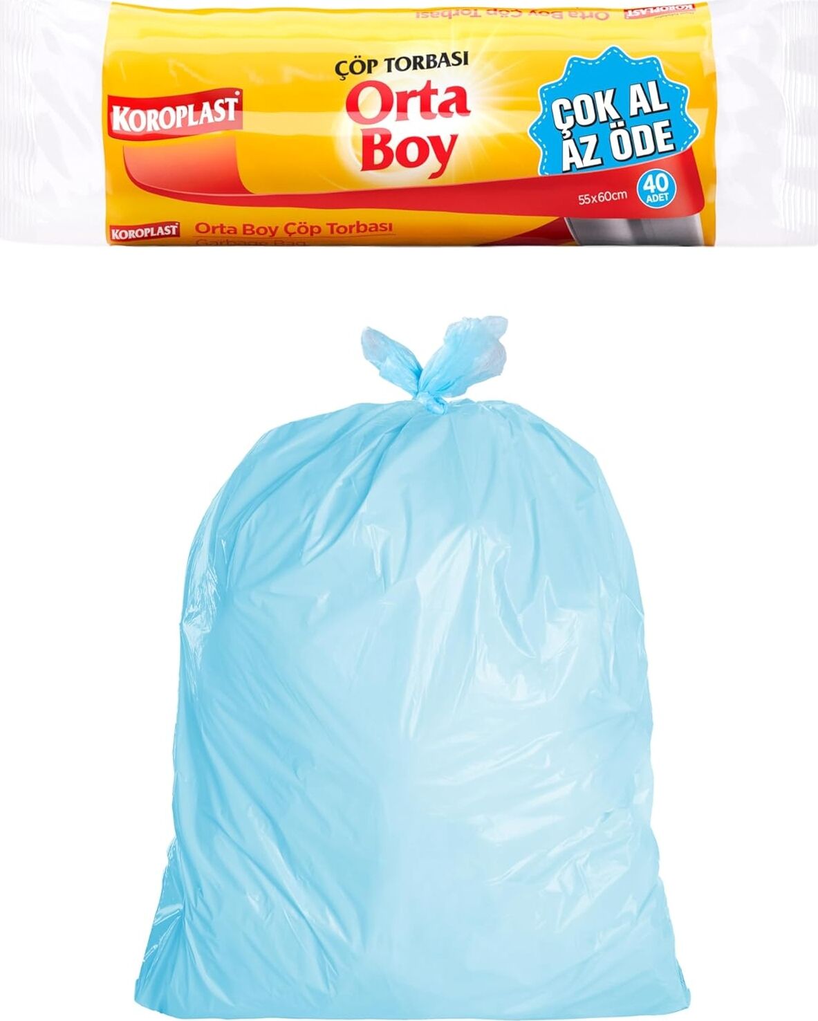 Orta Boy 40'lı Çöp Torbası 55X57 cm (1 x 40 Adet)