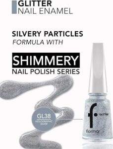 Yoğun Simli Şeffaf Oje - Glitter Nail Enamel - GL038 Holographıc SILVER-8682536049924