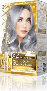 Serisi 24K Altın Parçacıklı Serum ile 1 Kutu 2 x 50 ml ve Geliştiriciler Saç Boyası (Füme Gri 0.01)