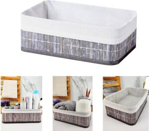 Bambu Çok Amaçlı Saklama Kutusu Düzenleyici Büyük Boy Organizer, Dekoratif Bambu Düzenleyici Gri (33X23X12CM)