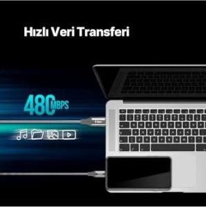 Alumicable Usb-C - Usb-C 200CM 60W Pd/qc Hızlı Şarj/data Kablosu Uzay Grisi