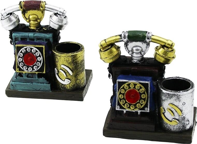 Ankesörlü Telefon Tasarımlı Biblo Kalemlik - Vintage Model - Dekoratif Obje