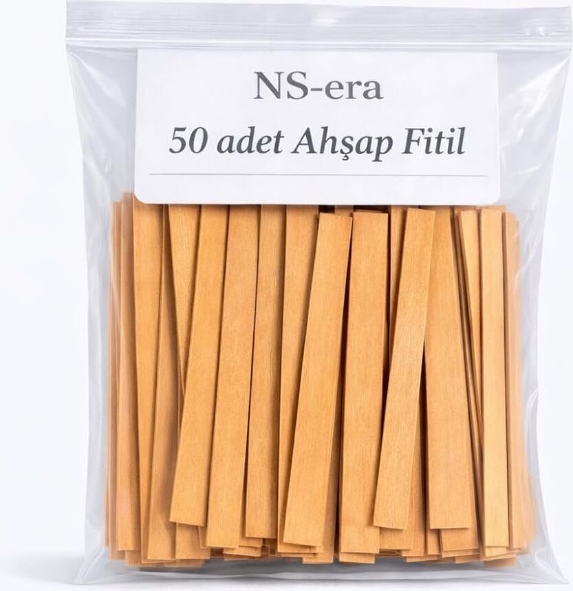 50 Adet Ahşap Fitil - 15 cm Uzunluk, 1.5 cm Genişlik, Mum Yapımı Için Doğal Ahşap Fitil Seti