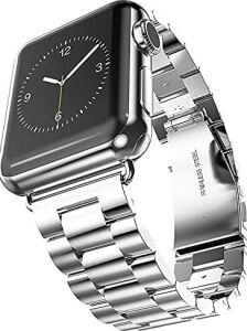 Apple Watch ile Uyumlu Premium Metal Kordon Paslanmaz Çelik Materyal 42-44-45-46-49 mm Için (Gümüş)