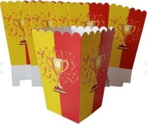Sarı Kırmızı Aslan Temalı Popcorn Kutusu, 8'li Set, Doğum Günü Parti Malzemesi