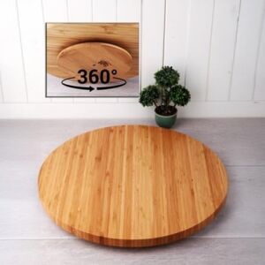 35CM Döner Mekanizmalı Kalın Bambu Yuvarlak Pizza ve Sunum Tepsisi, 360 Derece Dönebilen Kahvaltı Sunum, Pizza Sunum ve Börek Sunum Tepsisi (35CM*35CM*2CM)