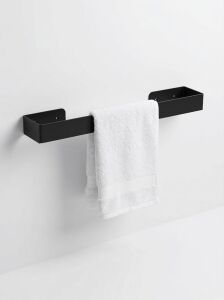 40 cm Yapışkanlı Havlu Askısı Metal Havluluk Delmeden Montaj Banyo Havlu Askılığı Mutfak Havlu Tutucu Lavabo Yanı Havlu Askısı Siyah Duvar Havluluk (Siyah)