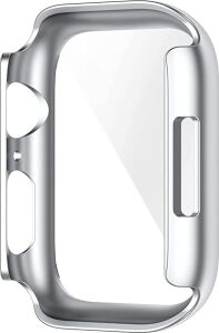 Apple Watch 1/2/3/4/5/6 Seri 41 mm Ekran Koruyucu ve Kılıf Bir Arada Tam Koruma (Gümüş)