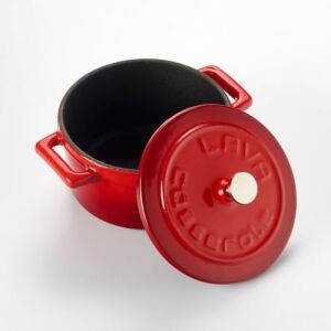 Metal Döküm Mini Tencere, 10 Cm, 0.35 L Hacim, Kırmızı
