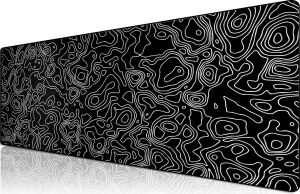 Pro - 4 Farklı Model Dikişli Kenar 100X50 cm Oyuncu Gaming Mouse Pad (Black Map Lines)