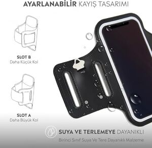 iPhone  Xiaomi  ile Uyumlu Universal 6,9'' Inç E Kadar Uyumlu Anahtar Koyma Bölmeli Spor Koşu Yürüyüş Için Kol Bandı Siyah