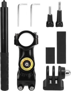 Gidon Montajlı Görünmez Selfie Çubuğu, INSTA360 X3, X2, X4, X5, One Rs, Go 3, One X, Evo ile Uyumlu, Alüminyum Katlanabilir Çubuk, 1/4” Vidalı Bağlantı, 360° Görünmez Çekim, GD01, Siyah