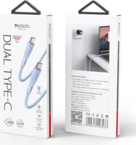 1.2m 60W Type-C To Type-C Pd Hızlı Şarj Kablosu - Mavi