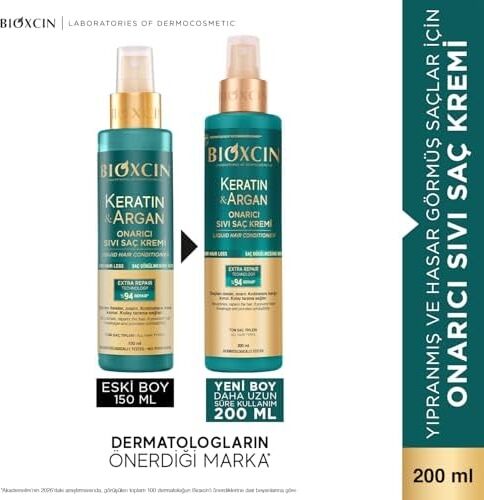 Keratin & Argan Onarıcı Sıvı Saç Bakım Kremi 200 ml - Yıpranmış ve Hassas Saçlar