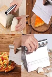 Paslanmaz Çelik Hamur Kesme ve Kazıyıcı Spatula Ölçü Çizgili Pasta Kek Kesici Aparat