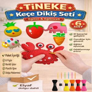 Çocuklar Için 6 Adet Kendin Yap Montessori Keçe Dikiş El Sanatları Seti 3 Yaş Üzeri Çocuklar Için
