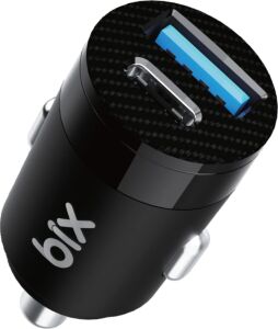 Bix BXAC65C 65W Pd Type-C & 18W Usb-A Girişli Çift Portlu Hızlı Şarj Özellikli Araç Içi Şarj Cihazı Siyah