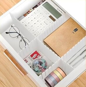 Aee® 4'lü Plastik Ayarlanabilir Çekmece Düzenleyici Organizer - Iç Içe Geçmeli Kesilebilir - 8CMX43CM - Mutfak Iç Çamaşırı Çorap Sütyen Dolap Takı Makyaj (4)