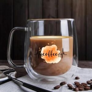 2 Adet Odi Home Çift Cidarlı Cam Kupa Bardak Double Wall Kulplu Bardak 250 ml