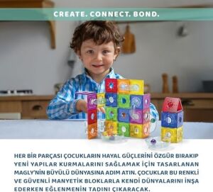 Magly Ball Run Parkur Oyunu – Çocuklar Için Renkli 3 Boyutlu 101 Parça Yapı Seti - Manyetikler ve Yollar