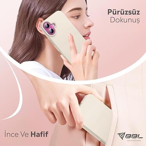 iPhone Kılıf Ince Sıvı Silikon 3 Katmanlı Tam Kaplamalı Yumuşak Jel Kauçuk Kılıf Kapak, Krem (Iphone 16 39)