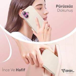 iPhone Kılıf Ince Sıvı Silikon 3 Katmanlı Tam Kaplamalı Yumuşak Jel Kauçuk Kılıf Kapak, Krem (Iphone 16 39)