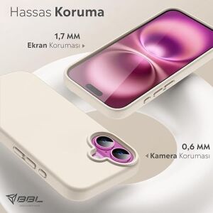 iPhone Kılıf Ince Sıvı Silikon 3 Katmanlı Tam Kaplamalı Yumuşak Jel Kauçuk Kılıf Kapak, Krem (Iphone 16 39)