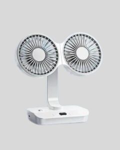 720° Döner Çift Taraflı Masaüstü Vantilatör – USB Şarjlı Sessiz Fan