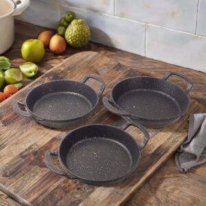 3'lü Döküm Sahan Seti, 3'lü Yumurta, Omlet Tavası, 3 Boy Döküm Siyah Granit Sahan Tava (22CM-20CM-18CM)