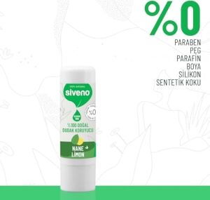 SIVENO%100 Doğal Dudak Koruyucu Nane & Limon Bitkisel Lipbalm Krem Nemlendirici Parlatıcı Onarıcı 6 G