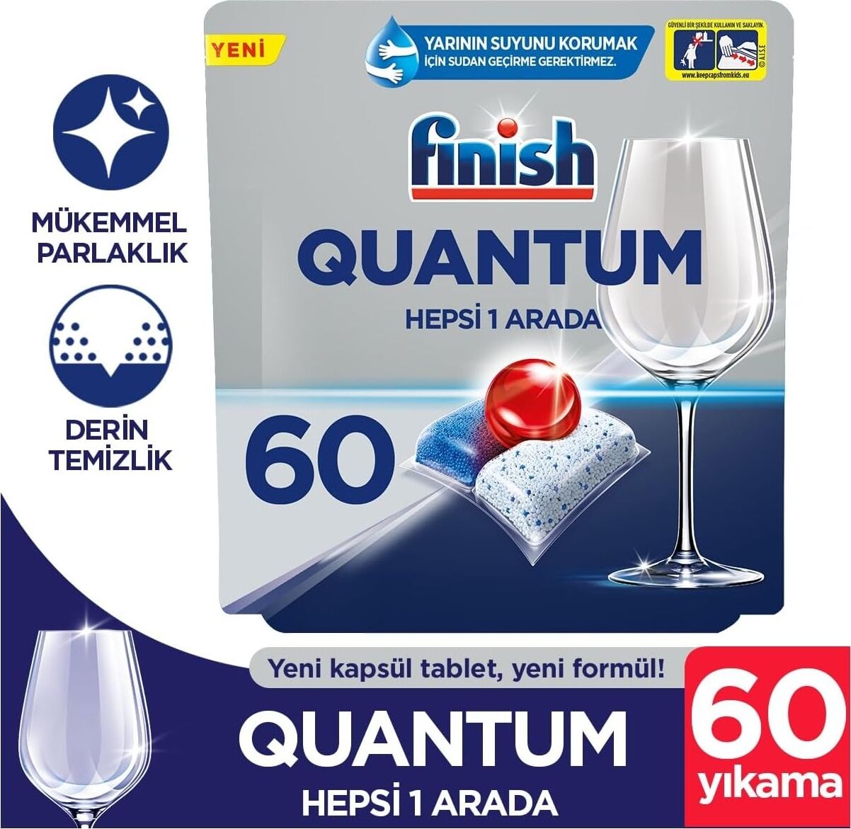 Quantum 60 Kapsül Bulaşık Makinesi Deterjanı Tableti (1 x 60 Kapsül)