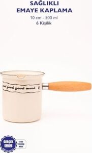 Mood Emaye Ahşap Saplı Cezve (500ML-6 Kişilik)