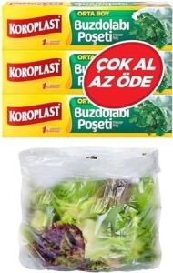 3'lü Çok Al Az Öde Ekonomik Paket Orta Boy 90'lı Buzdolabı Poşeti, Sızdırmaz & Bpa Içermez Gıda Saklama Torbası, Et, Tavuk, Balık, Sebze, Meyve, Çorba, Sos, Peynir, Kuruyemiş, Sandviç