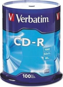 Verbatim Cd-R Discs, 700 Mb/80 Dk, 52 X, Spindle, Gümüş, 100/PAKET, 94554