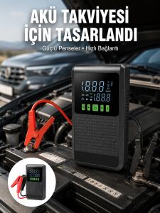 4’ü 1 Arada Jump Starter Hava Kompresörü Powerbank ve LED Fener Yeni Nesil