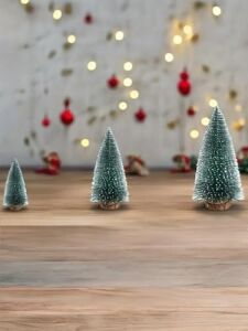 3’lü Çam Ağacı Seti – 15 Cm, 15 Cm, 20 cm Masa Üstü Yılbaşı Süsü, Dekorasyon Ağacı, Yeşil