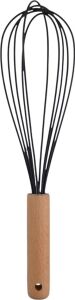Ahşap Saplı Silikon Mutfak Hazırlık Çırpıcısı, Siyah, 27 Cm, 1 Adet