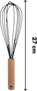 Ahşap Saplı Silikon Mutfak Hazırlık Çırpıcısı, Siyah, 27 Cm, 1 Adet
