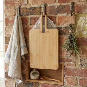 Bambu Kesme Tahtası, Doğal Bambu Malzeme, Saplı Tasarım, Servis Tepsisi, 36X20 Cm, Peynir Sunum Tahtası