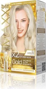 Serisi 24K Altın Parçacıklı Serum ile 1 Kutu 2 x 50 ml ve Geliştiriciler Saç Boyası (Platin Sarısı 0.1)