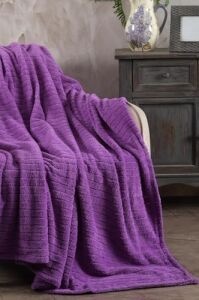 Comfy | Çizgili Wellsoft Tv Battaniyesi 110X180 cm Mor