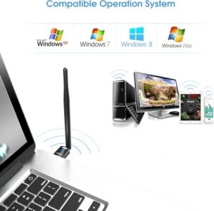Pc Için USB Wifi Adaptörü, Masaüstü Dongle Gain 6dbi Anten Desteği, Masaüstü Dizüstü Bilgisayar Desteği, Windows 10/8/7/xp/, Mac 10.6-10.11 ile Uyumlu