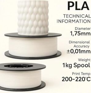 Pla+ Filament 1.75MM 1 kg - Soft Beyaz