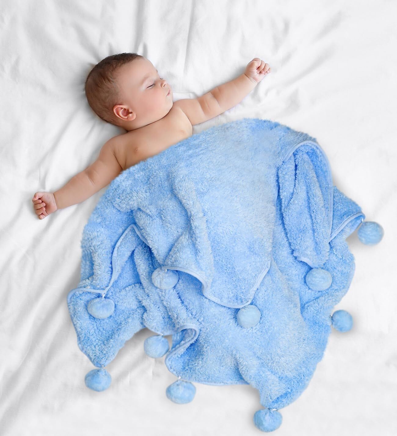 Oyuncak Bebek Battaniyesi Yumuşak ve Nefes Alabilir Yeni Doğan, Kundak, Uyku Battaniyesi – Kız ve Erkek Bebek Için (Mavi)