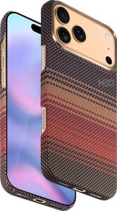 - iPhone 17 Pro Max ile Uyumlu Kılıf Magsafe Şarjlı Karbon Fiber Ruaha Armorair Kesik Kenarlı Kevlar Kapak