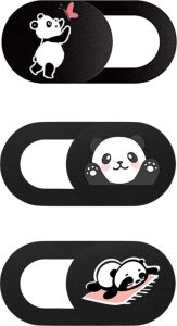 Kamera Kapatıcı Laptop Tablet Telefon Uyumlu Panda Desenli Gizlilik Aparatı Ultra Ince Sürgülü Webcam Cover 3 Lü Set 3m Yapışkanlı Çok Renkli