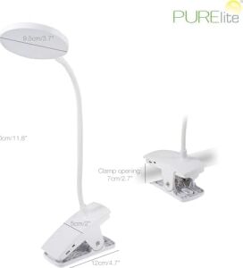 Şarj Edilebilir Klipsli Lamba - Masa Lambası ve Masa Lambası, LED Esnek Işık, Ayarlanabilir Boyun ve Kelepçe Dahil, Okuma, Iğne Işi, Dikiş, El Işi Için Doğal Gün Işığı Ampulleri